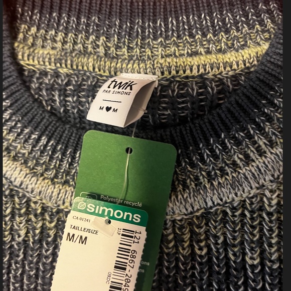 Retro blue pastel striped ribbed cropped sweater NWT - Picture 6 of 9